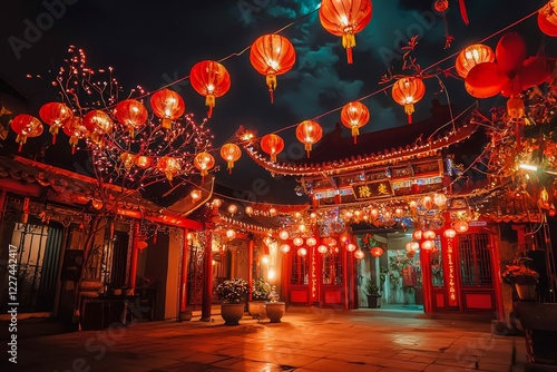Wallpaper Mural Traditional red lanterns hanging outdoors during Chinese New Year celebration. Torontodigital.ca