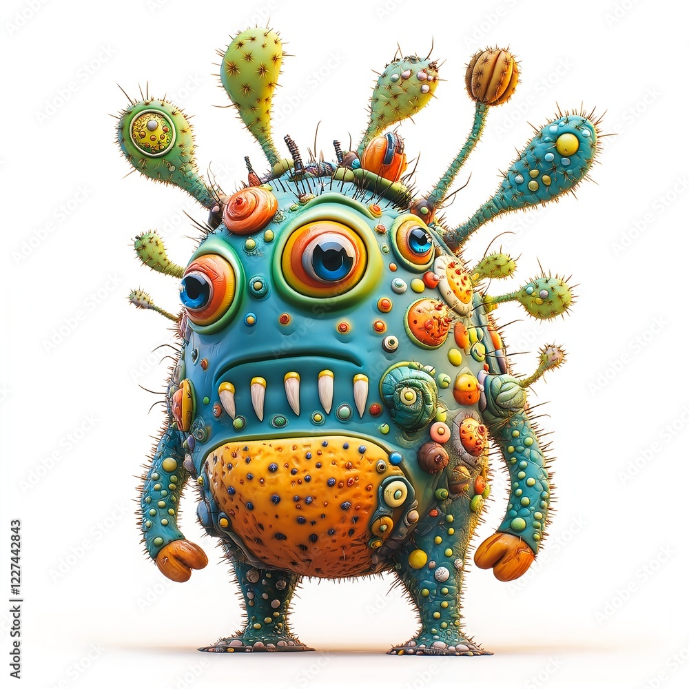 Humorous Character With Thorns. Illustration On The Theme Of Cartoons And Comics, Characters And Humor. Generative AI Humorous Character With Thorns. Illustration On The Theme Of Cartoons And Comics, Characters And Humor. Generative AI