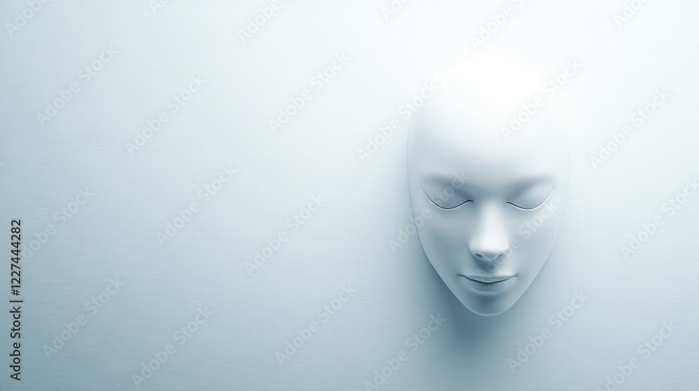 Eerie white mask on textured wall dramatic display of mystery and ambiance mysterious Eerie white mask on textured wall dramatic display of mystery and ambiance mysterious