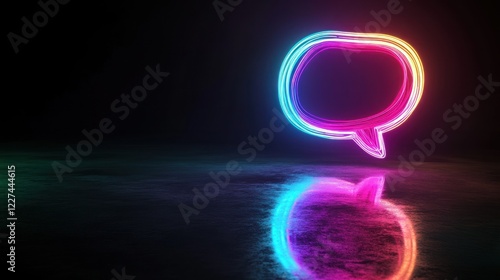 Neon Speech Bubble with Reflection