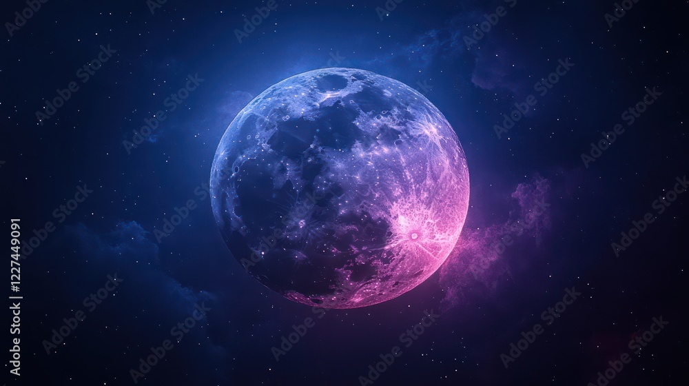 Fototapeta premium Cosmic Dream: A Celestial Sphere Illuminated in Pink and Blue Hues