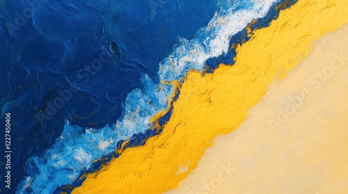 Abstract Ocean and Sand: A Vivid Acrylic Painting
