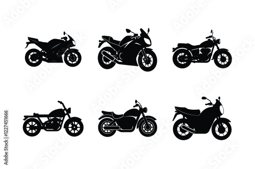 Motorcycle silhouette on white isolated background