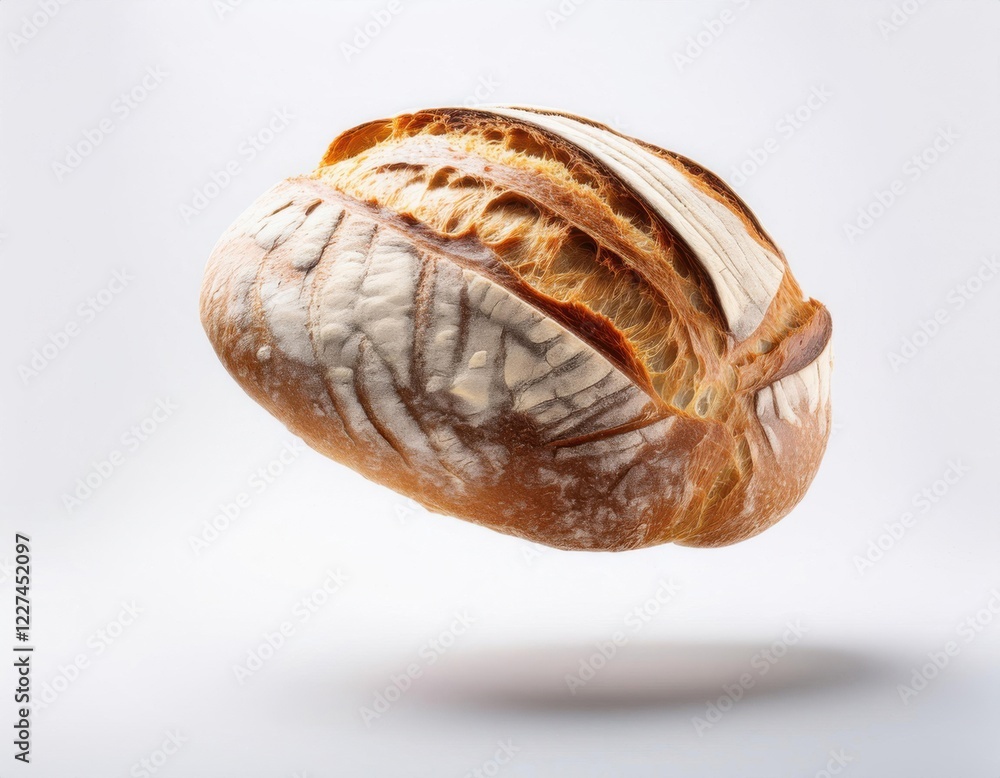 artisan bread floating in the air isolated on transparent background. cut out artisan bread floating in the air isolated on transparent background. cut out