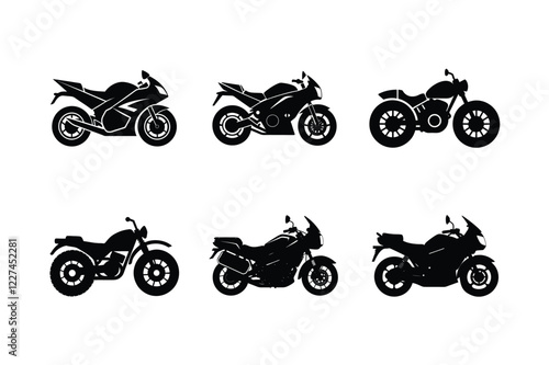 Touring bike silhouette on white isolated background
