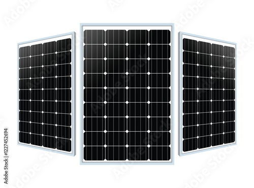 High-Efficiency Solar Panels for Sustainable Energy Solutions - Triple Panel Array for Maximum Power Generation. Abstract futuristic vector illustration Pro Vector - solar 125 watt-12 Volt