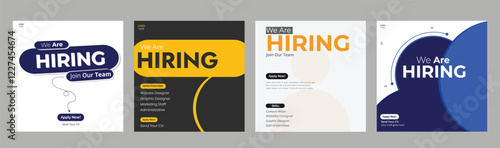 We are hiring job vacancy social media post banner design template with red color. We are hiring job vacancy square web banner design. Employee vacancy announcement. Illustration isolated