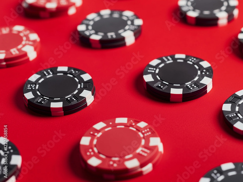 poker chips on red table