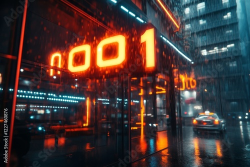 Wallpaper Mural A powerful thunderstorm over a city, with lightning bolts striking dramatically near skyscrapers Torontodigital.ca