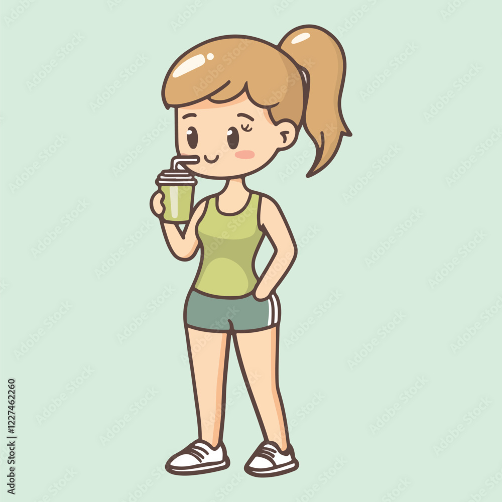 Beautiful Woman Drinking Water vectors Illustration Beautiful Woman Drinking Water vectors Illustration