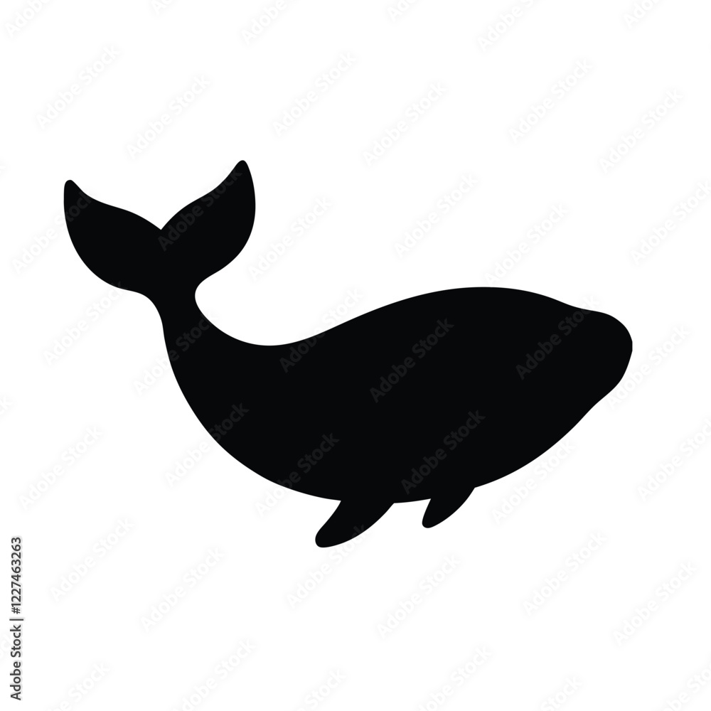 black whale isolated silhouette vector