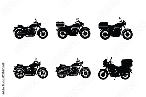 Touring motorcycle silhouette isolated on white background