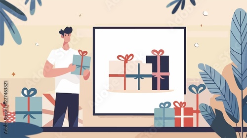 Celebratory Happy Birthday Gifts Animated Flat Vector