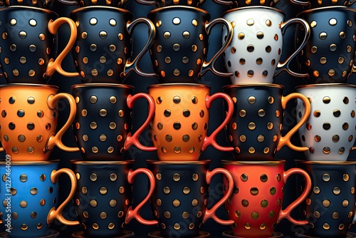 Arrange the mugs in a visually pleasing pattern