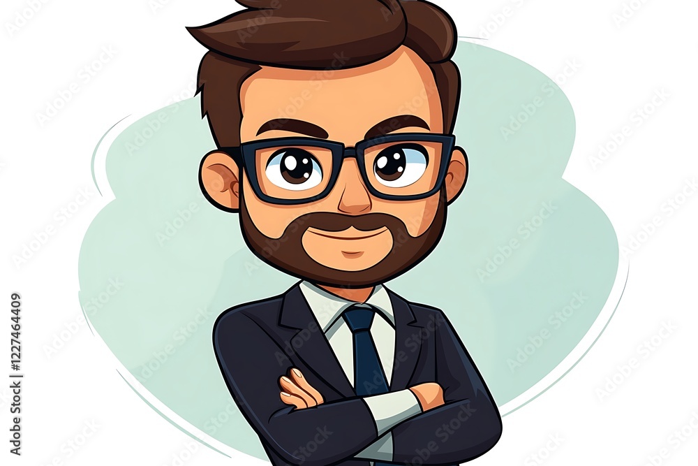 Confident Cartoon Businessman with Glasses1 Confident Cartoon Businessman with Glasses1