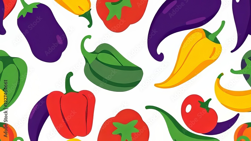 Fototapeta premium Vibrant Vegetable Pattern Background - Abstract Food Art