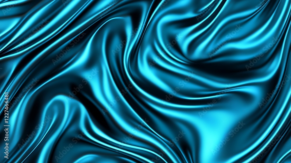 Fototapeta premium Abstract Teal Silk Fabric Draped Swirls
