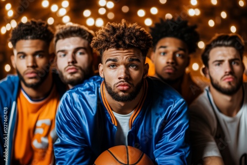 A sports team on the bench with disappointed expressions, watching their opponents score, symbolizing competitive setbacks photo