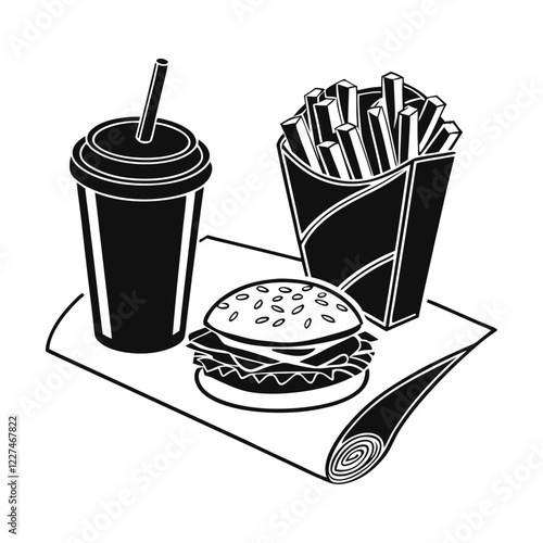 silhouette fast food and drink vector design