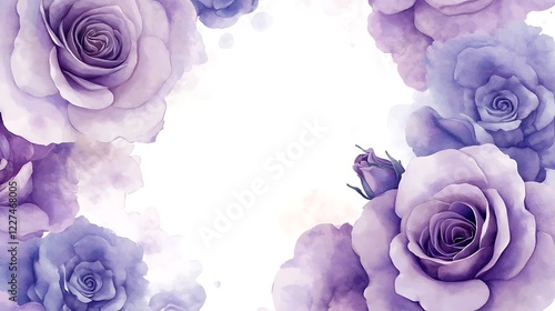 Romantic dreamy purple rose flowers artistic illustration
