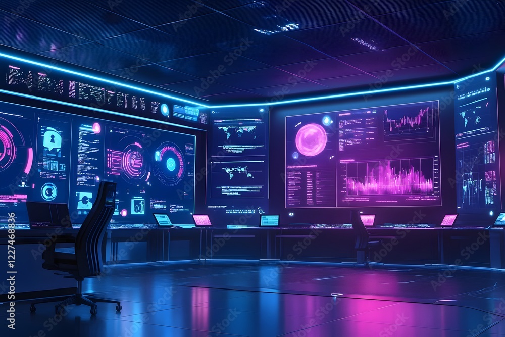 Futuristic Customer Service Center with and Human Agents Monitoring Live Chat Metrics and Sentiment Futuristic Customer Service Center with and Human Agents Monitoring Live Chat Metrics and Sentiment