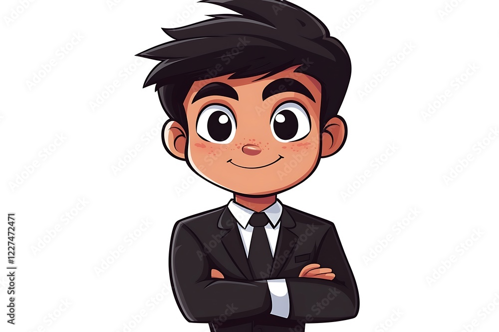 Cute 3D Businessman Character Portrait Rendering