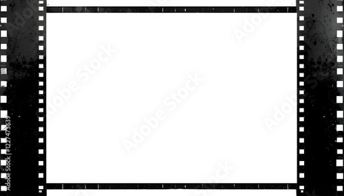 Classic black film strip frame with a clean white background, perfect for creative designs