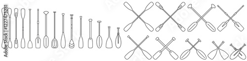 Paddles icon vector set. Oar illustration sign collection. Rowing symbol or logo.