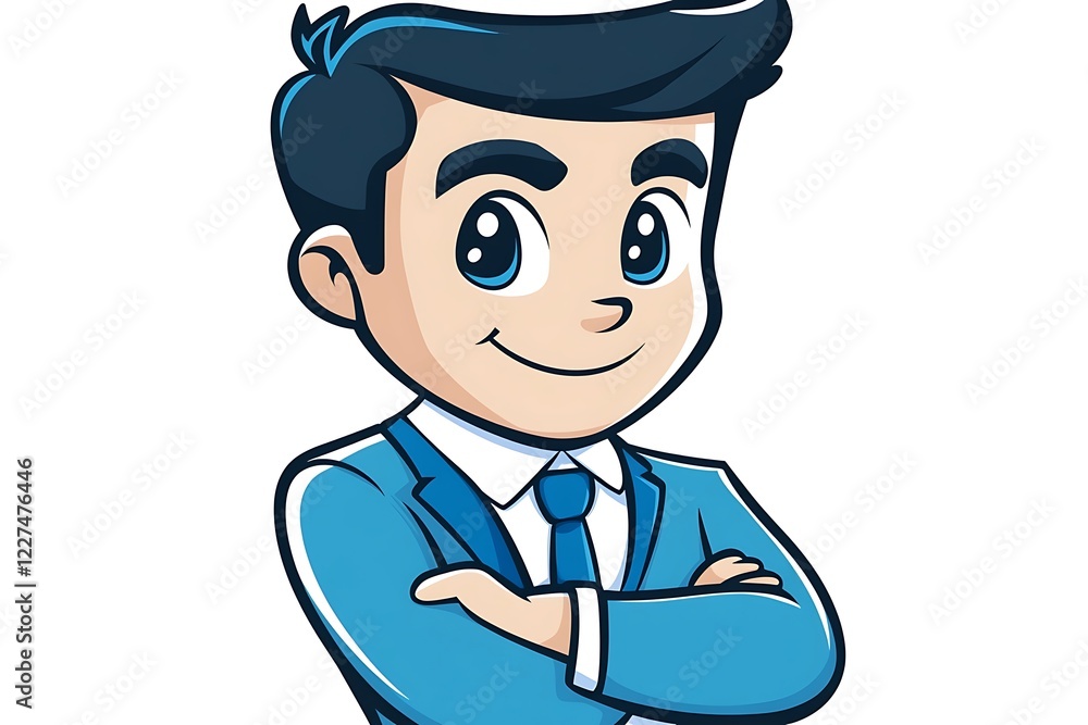 Cute Business Boy Rendering Confident Success Goal Cute Business Boy Rendering Confident Success Goal