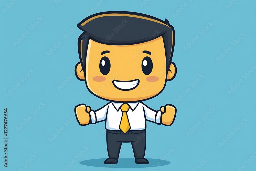 Cute Business Boy Winner Achieving Success Cute Business Boy Winner Achieving Success