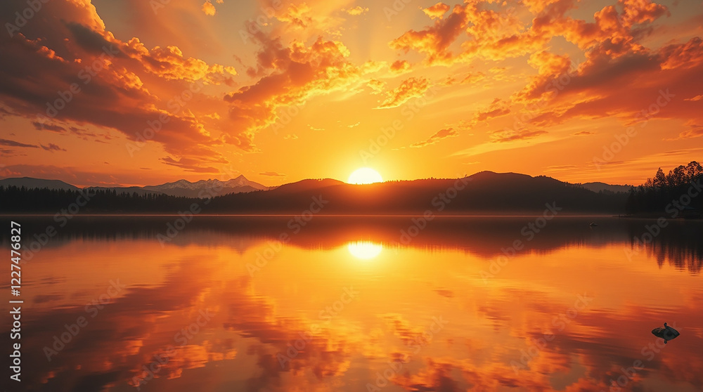 Fototapeta premium sunset over the lake