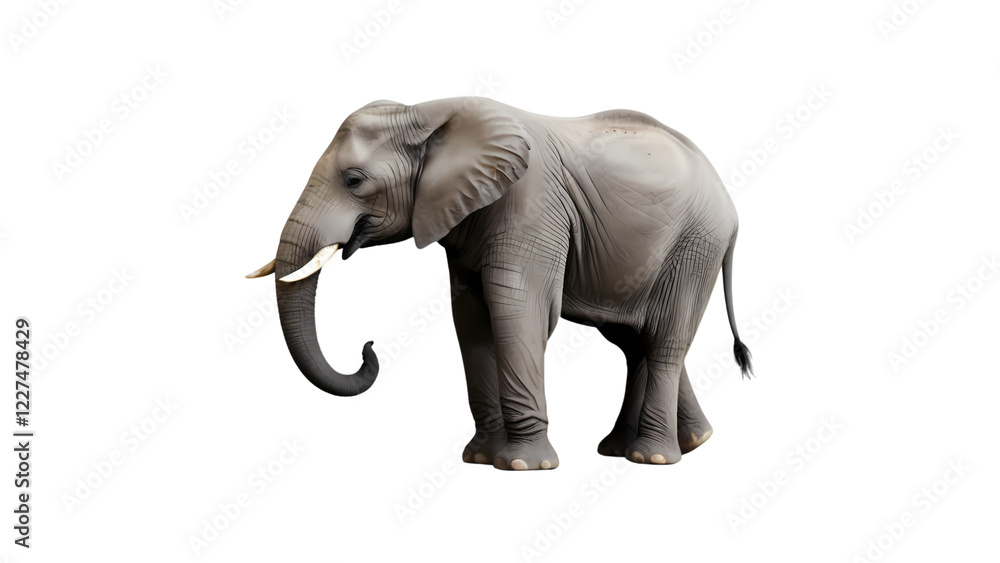 Fototapeta premium Majestic elephant stands gracefully under bright lights in a natural habitat setting, showcasing its unique features and grandeur