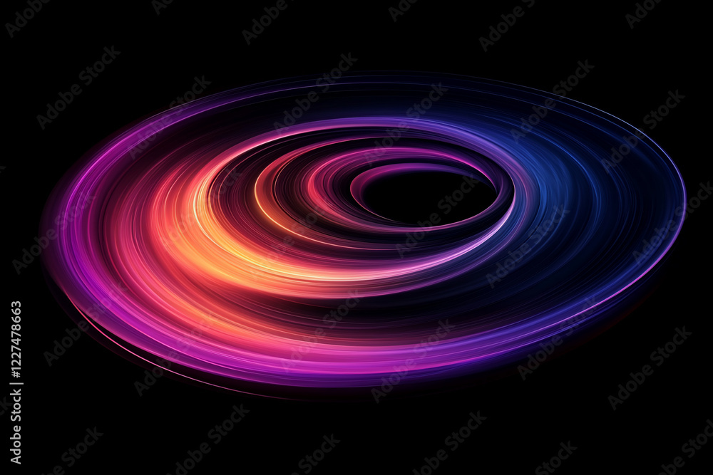 Naklejka premium Abstract swirling vortex of vibrant colors creating a dynamic visual effect against a black background
