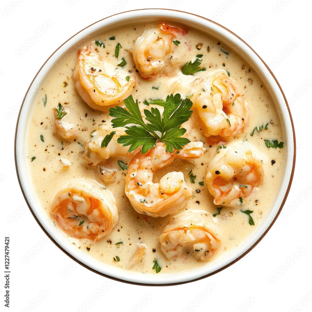 Creamy Prawn Dish Top View on transparent background Creamy Prawn Dish Top View on transparent background