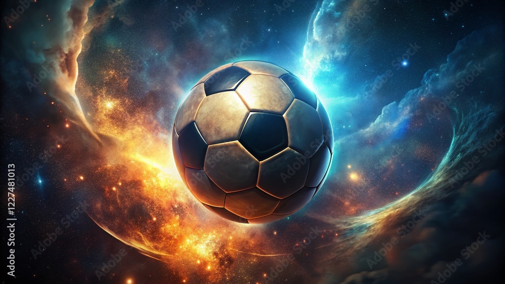 Naklejka premium Abstract Football Design Background: Low Light Space Art