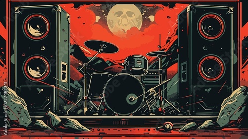 Dynamic Heavy Metal Flat Vector Illustration