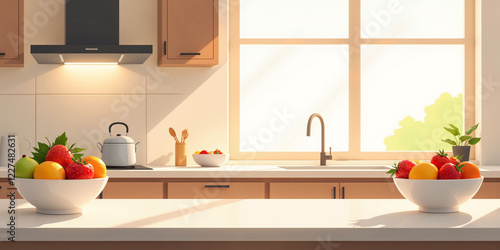 Kitchen fruit display modern home still life bright environment indoor view culinary aesthetics