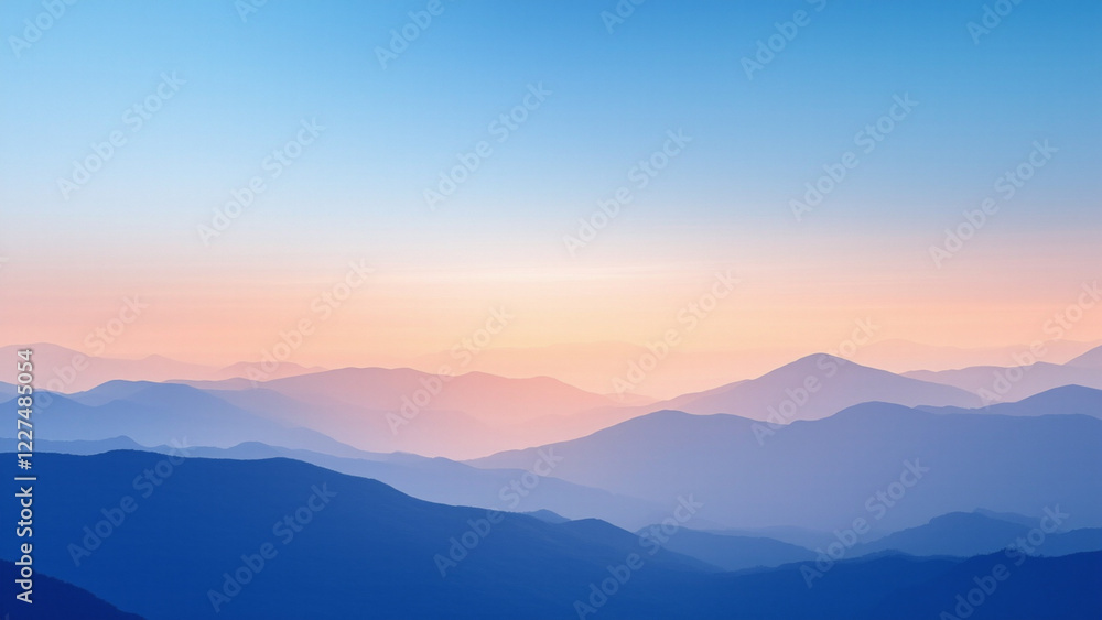 Fototapeta premium Serene sunrise over mountain ranges nature landscape photography tranquil environment aerial view peaceful concept