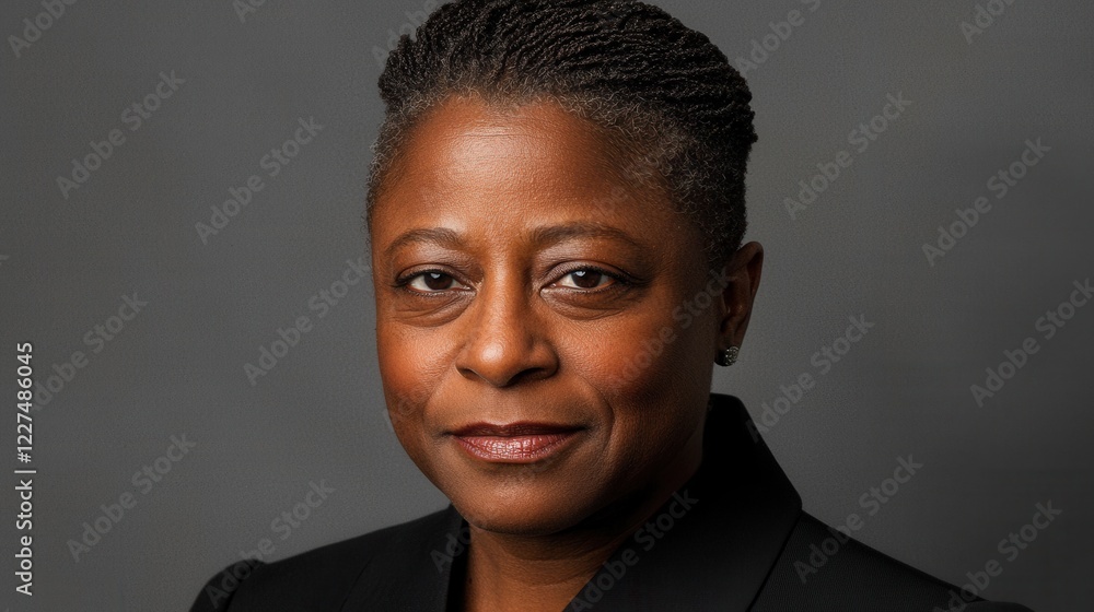 Obraz premium Portrait of a Confident African American Woman with Short Braided Hair