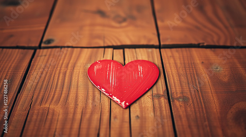 red heart on wooden background