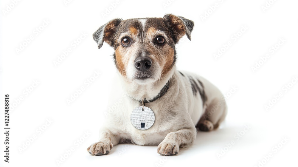 Charming Dog Relaxing on White Background Charming Dog Relaxing on White Background