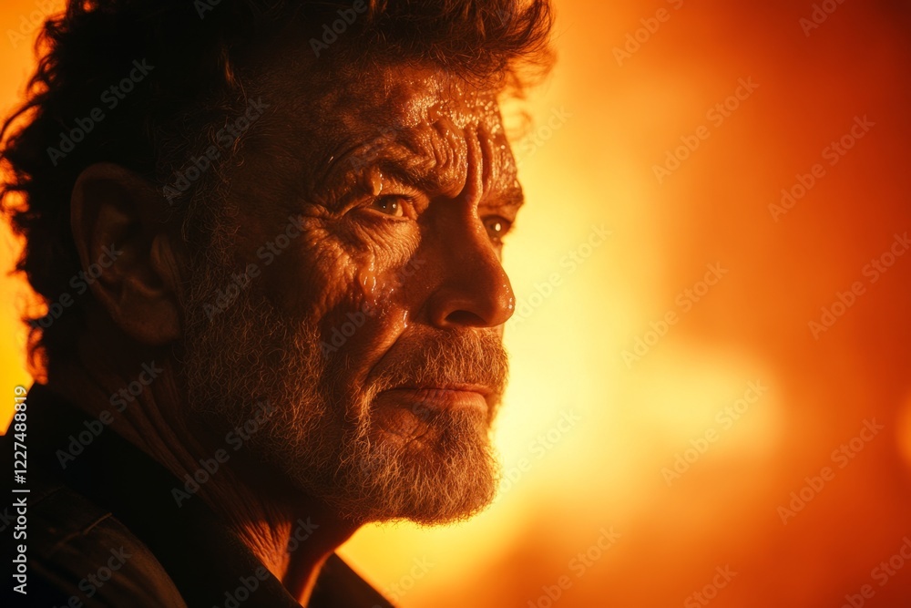 A close-up of a crying actor during a pivotal scene, with tears streaming down their face and dramatic shadows accentuating the emotion A close-up of a crying actor during a pivotal scene, with tears streaming down their face and dramatic shadows accentuating the emotion