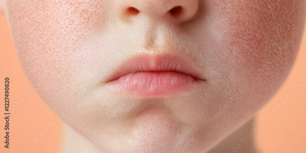 Obraz premium Close-up of Child's Face Showing Skin Texture and Red Patches
