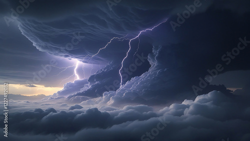 lightning over the sky