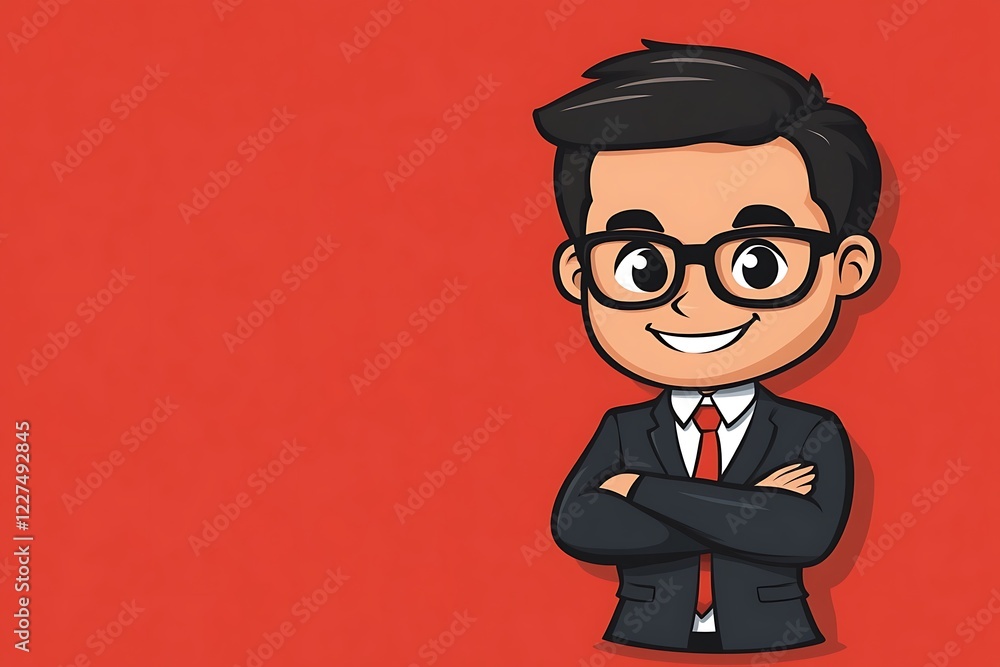 Friendly 3D Businessman Illustration Red Background Friendly 3D Businessman Illustration Red Background