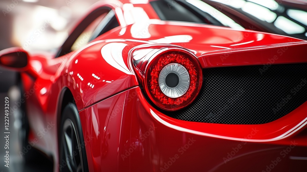 High-quality image of a luxury sports car’s rear wing and taillight with sleek aerodynamics and bold red color
High-quality image of a luxury sports car’s rear wing and taillight with sleek aerodynamics and bold red color