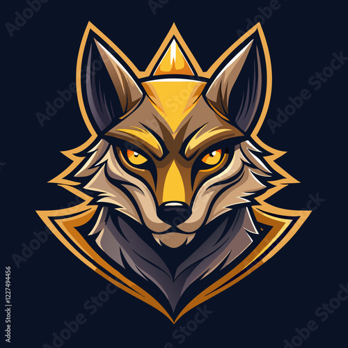 Mystical jackal esports logo featuring sharp features and golden eyes on a dark background
