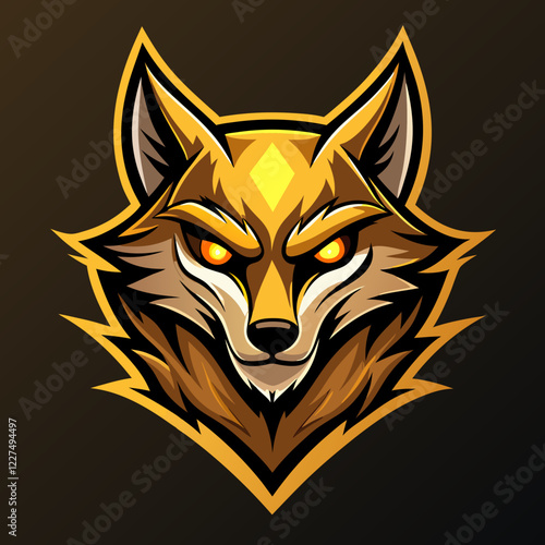 Mystical jackal logo showcasing piercing golden eyes designed for competitive gaming teams in esports