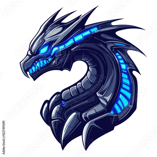 Cybernetic dragon logo representing the cutting edge of esports and gaming innovation in futuristic design