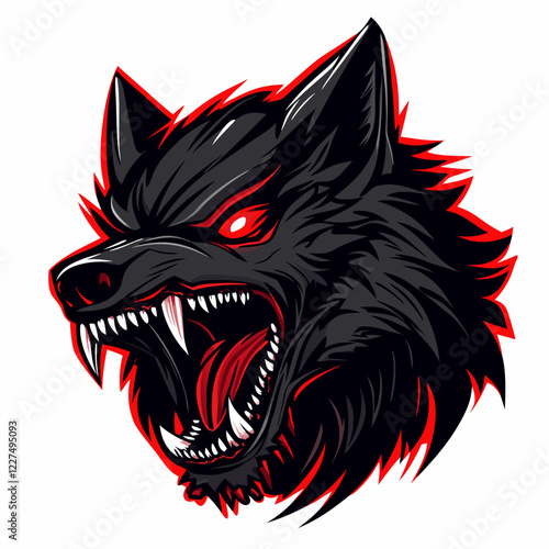 Fierce esports logo featuring a demon-wolf with sharp fangs and glowing red eyes that evokes intensity and power